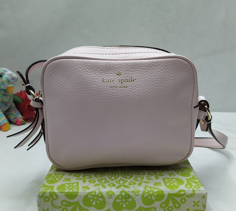 Kate Spade Light Pink Pebbled Leather Double Zipper Closure Small Crossbody Bag